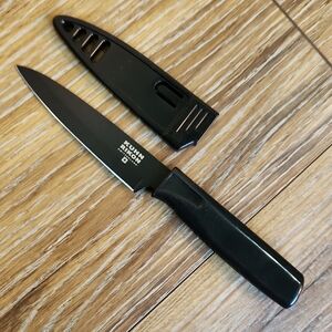 Kuhn Rikon Switzerland Non Stick Paring Knife & Sheath Black